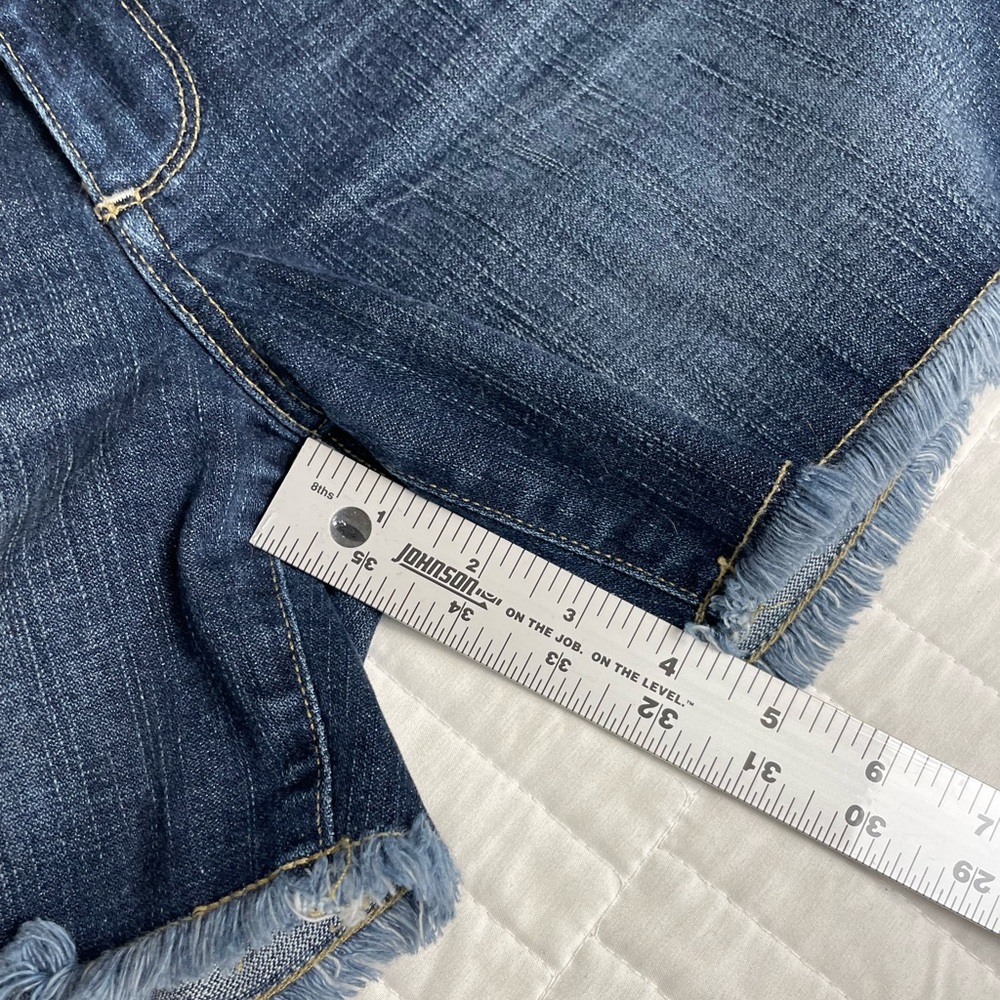 Paige Jimmy Jimmy Denim Cutoff Med to High Rise Shorts Raw Hem Blue Size 27 - Picture 3 of 8